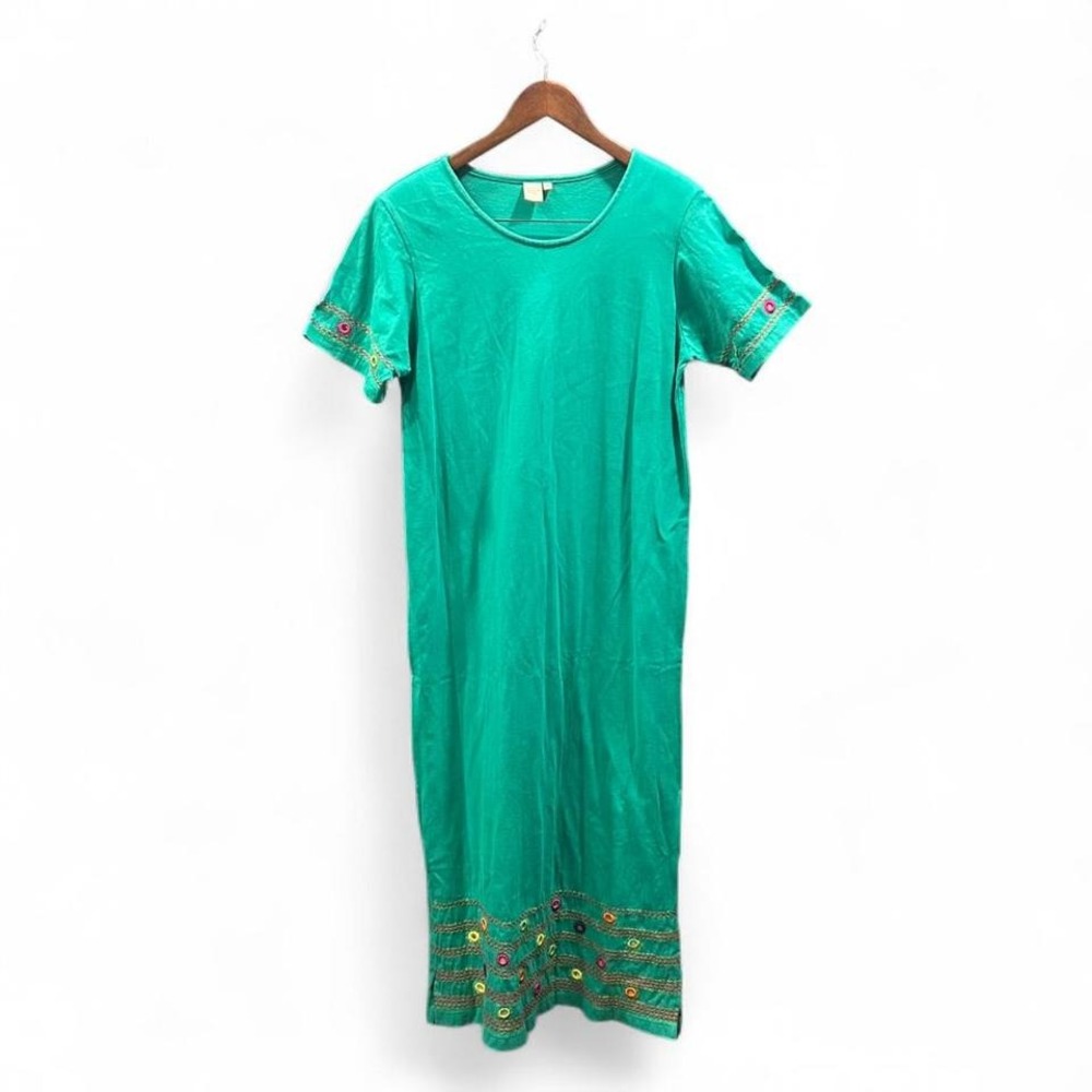 Green embroidered cotton dress with a relaxed fit‎ by country size medium (m4)